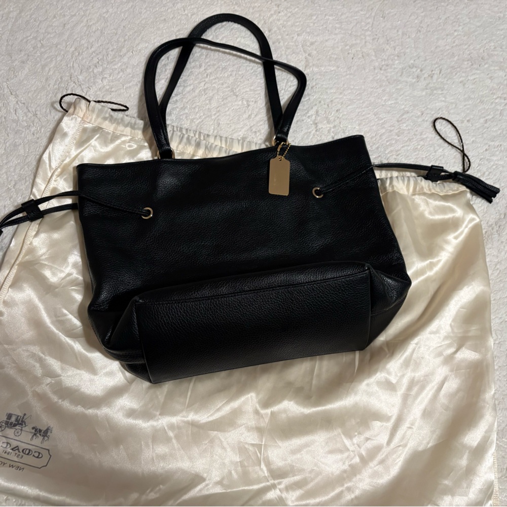 Coach Black Pebbled Leather Shoulder Bag | Dust Bag Included